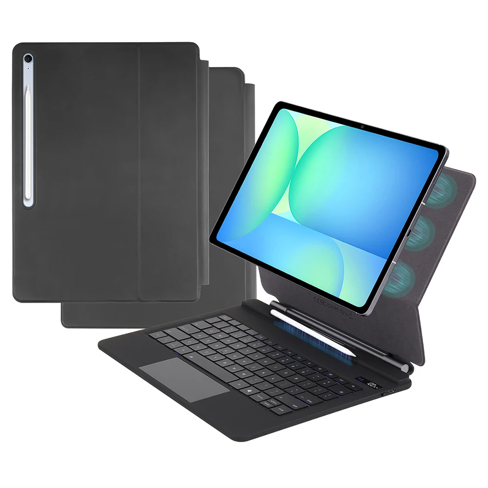 P820 For Samsung Galaxy Tab S10 FE+ X620 / X626B Magnetic Wireless Keyboard Case with Backlit, Multi-Angle Stand