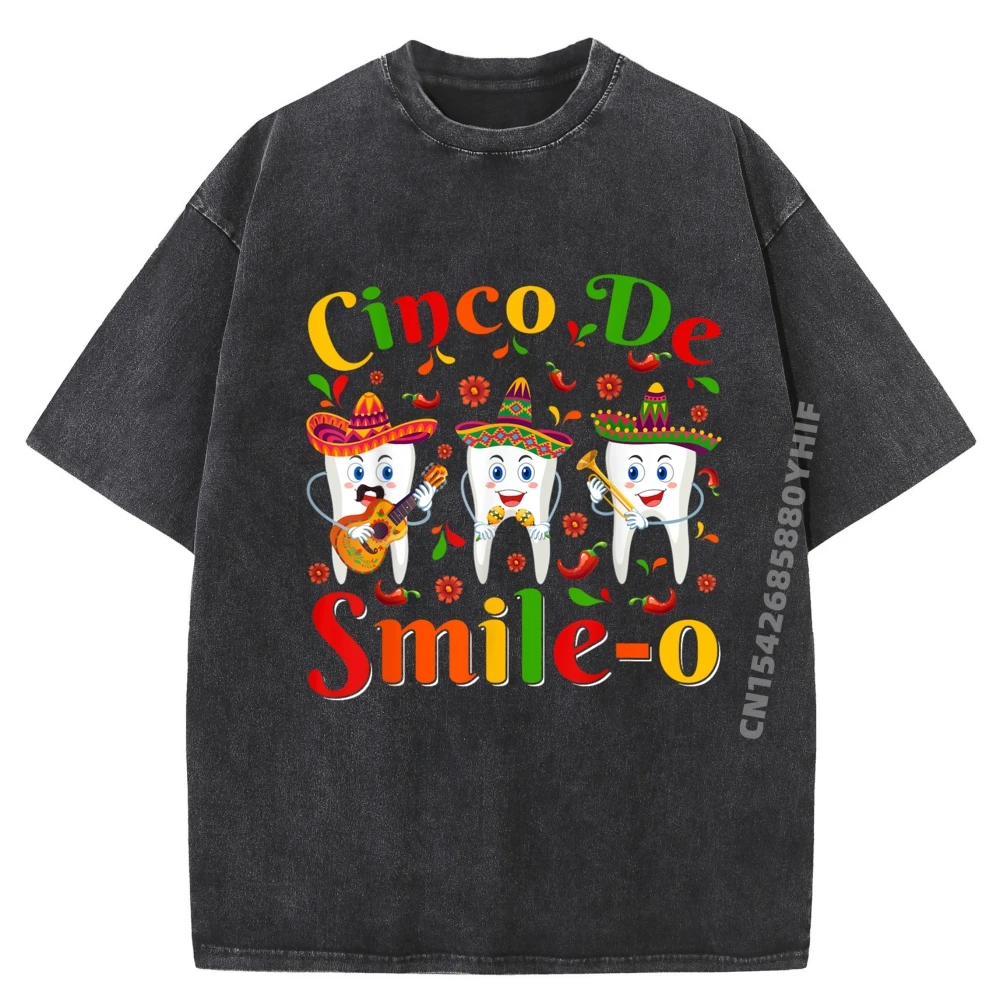 

Funn Cinco De Smile O Sombrero Teeth Cinco De Mayo Mens Graphic Tshirts Mens Printed Short Sleeve Tee Letter Washed Shirt
