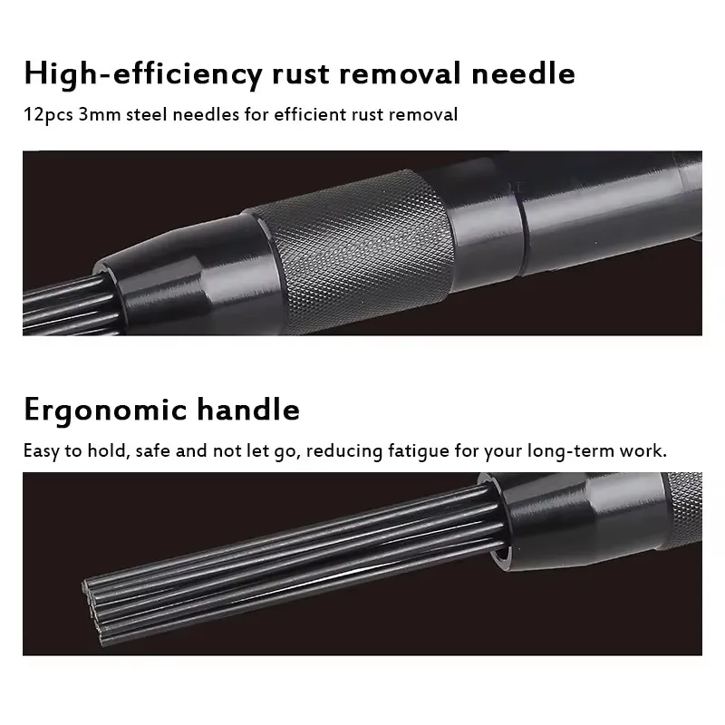 Pneumatic Air Scalers Pneumatic Tools 3mm 12PCS M Needle Beam Pneumatic Descaler Mini Descaler Air Rust Removal Gun Polisher