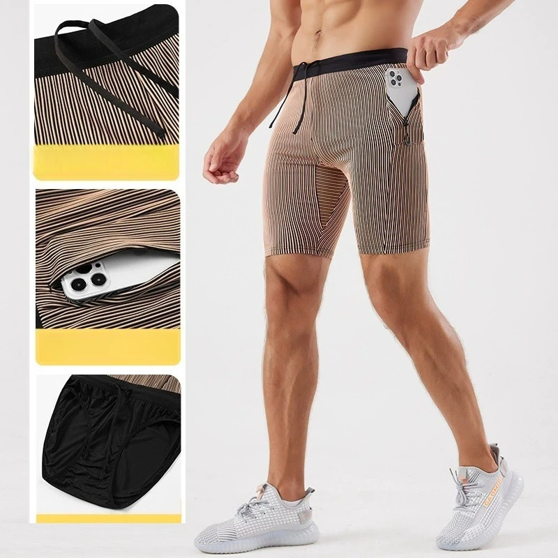Sport Shorts Fitness Tight Gym Shorts Compression Shorts Men Gym Couple Training Running Skinny Sportswear Quick-dry with Pocket