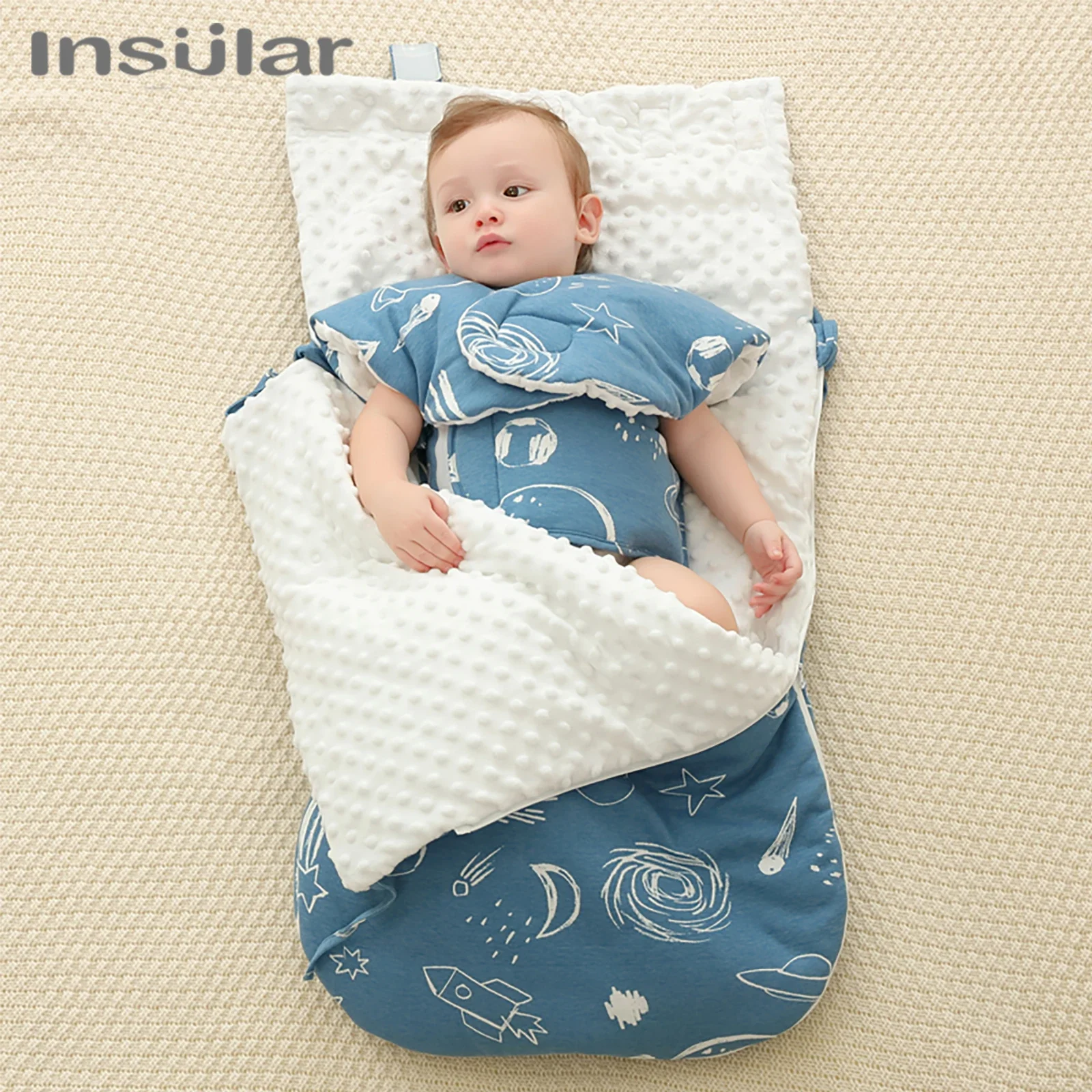 

Baby Sleeping Bag Winter Infant Warm Sleep Sack Baby Stroller Envelope Sleepsacks Embossed Flannel Lined Wrap Sleeping Footmuff