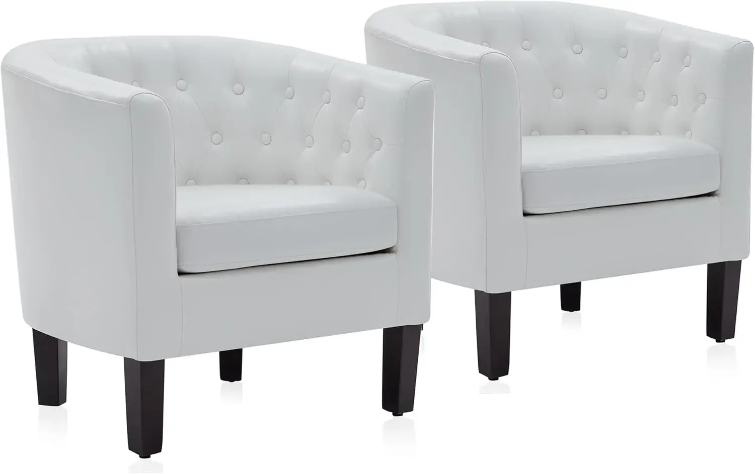 Accent Chairs for LivingRoomSet of 2 Elegant ArmChairsUpholsteredTuftedBarrelChairsClubChairsforBedroomwithSturdyLegsandFaux