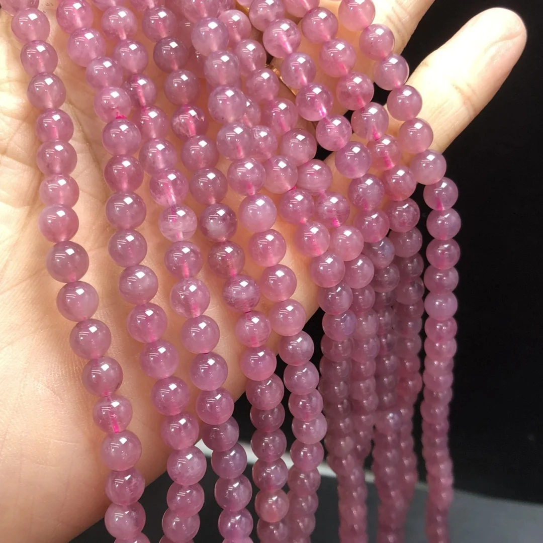 

1 шт. натуральный фиолетовый браслет из розового кварца Мадагаскара 6 мм круглые бусины 55 см кристалл Рейки целебный камень ювелирные изделия подарок для женщин