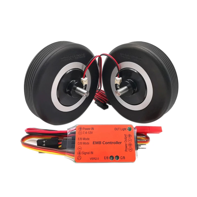 1Set ruota freno elettrica + Controller EMB 50/55/60/65/70mm pneumatico in gomma con sistema ABS asse 4/5mm per aereo canalizzato a getto d\'aria