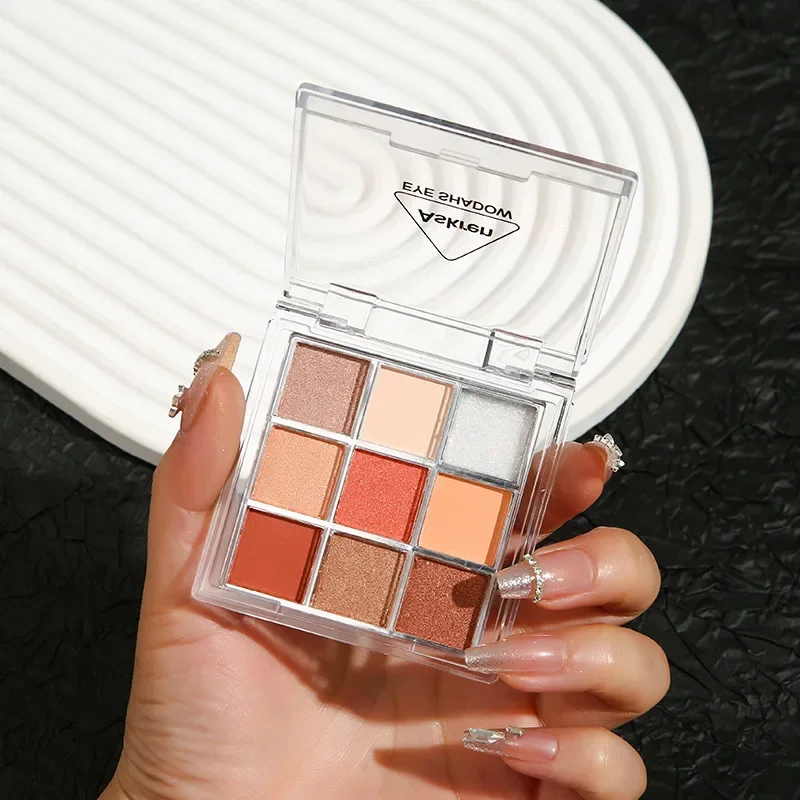 선셋 레드 브라운 9색 아이섀도우 팔레트 펄 광택 롱래스팅 쉬머 쉐이드 팰리스 그리드 메이크업 여성용 뷰티