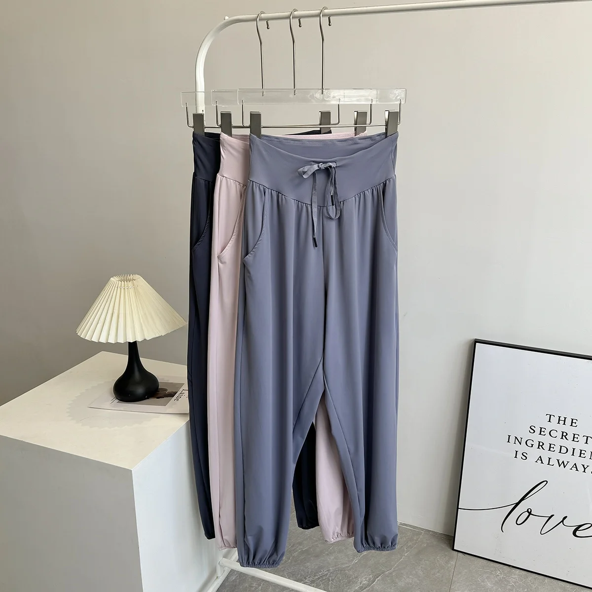 

Женские свободные брюки для йоги с высокой талией, летние тонкие брюки для бега, брюки Harlan, дышащие, тихосохнущие, влагостойкие