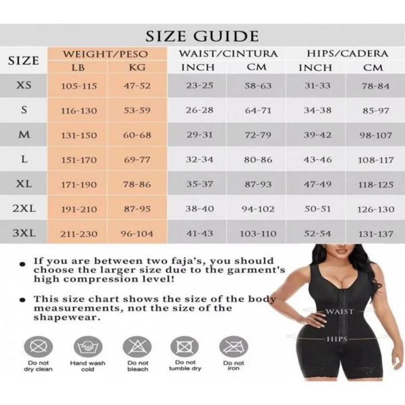 Fajas Colombianas Shapewear per Donna Controllo della Pancia Post Chirurgia Shaper per Tutto il Corpo Butt Lifter con Cerniera sul Cavallo