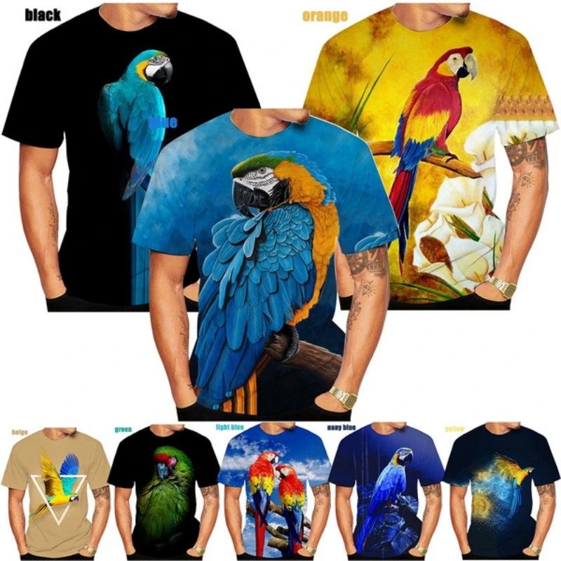 

Fashion Men and Women Tshirt 3D Parrot Animal Patterned Print T Shirt Novelty Stylish Personality Men/Women Casual Tshirt