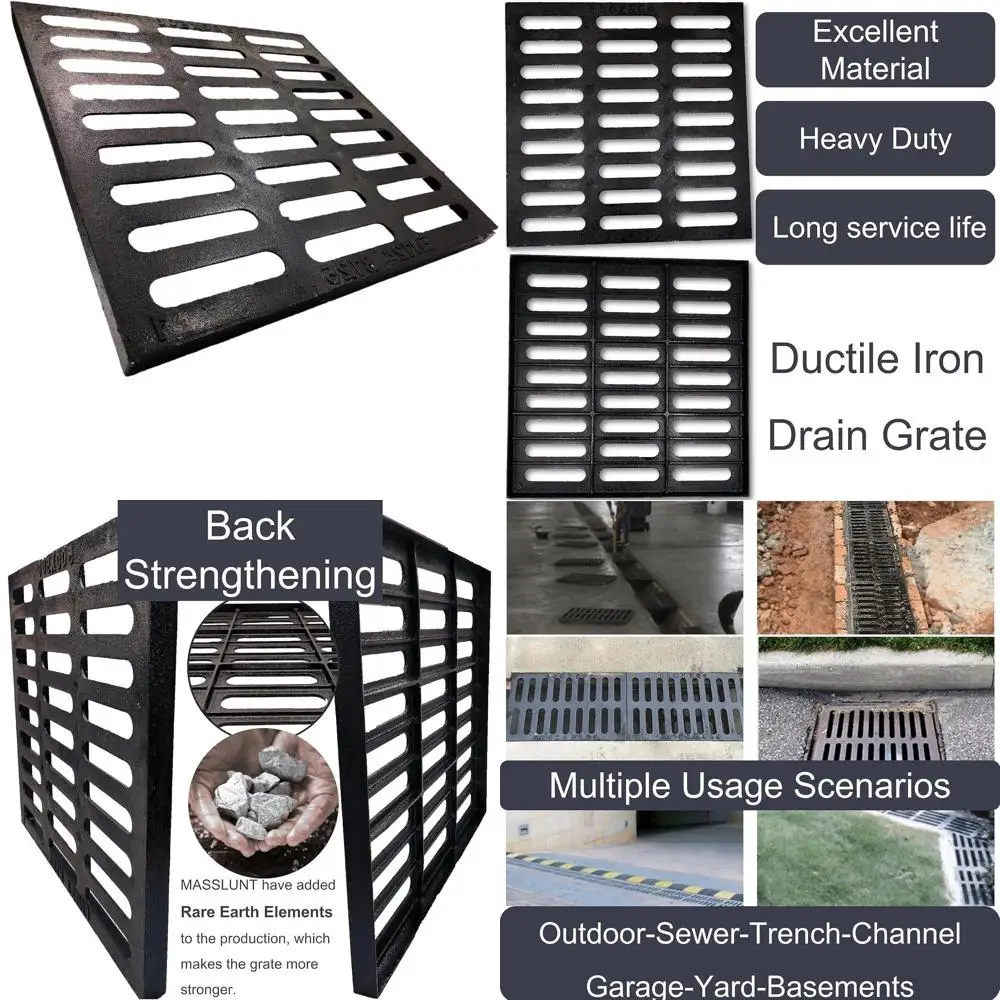 

Heavy-Duty 20x20 Cast Iron Outdoor Drain Cover, B-Class Sewer Grate for Driveways and Yards