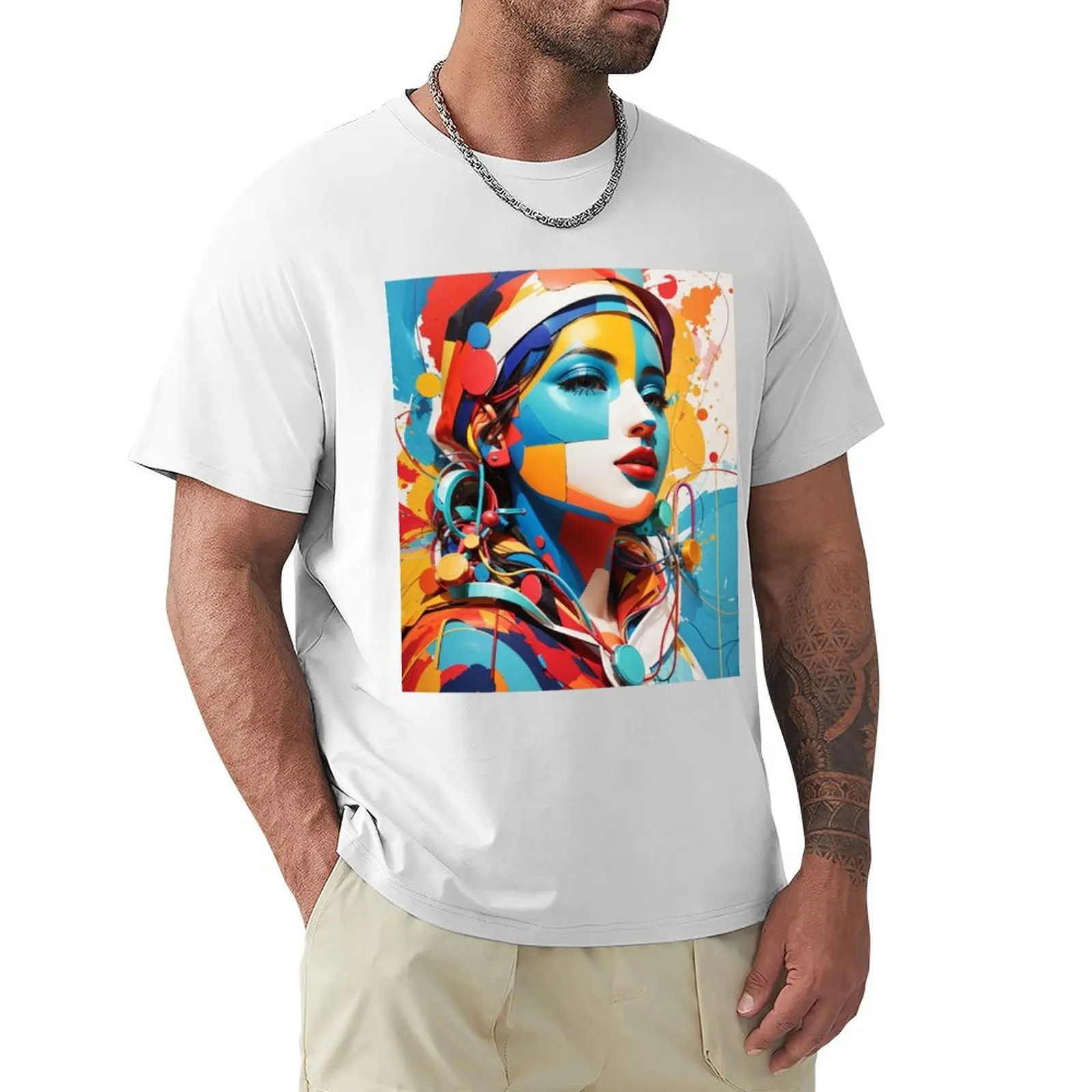 Facial colors T-shirt summer top kawaii clothes summer tops t shirts for men cotton