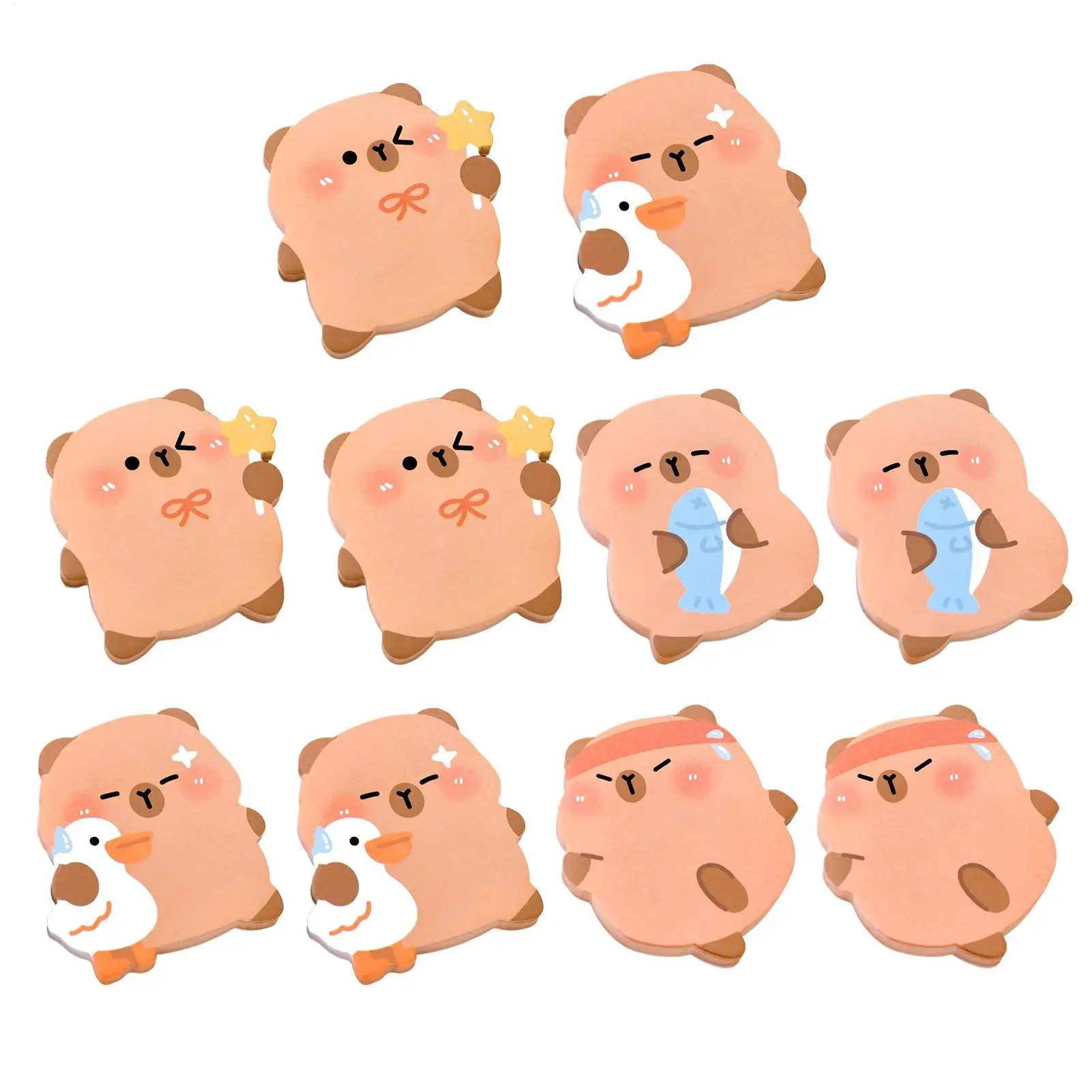 Simpatico capibara divertente set di note adesive 60 fogli/libro capibara cartone animato blocco note note note adesive etichette adesive per ufficio casa scuola