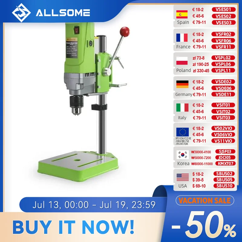 ALLSOME MINIQ BG-5156E 벤치 드릴 스탠드 710W 미니 전동 벤치 드릴링 머신 드릴 척 1.5-13mm HT2600