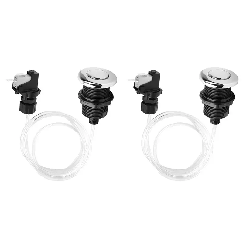 A84E-2X 16A On Off Air Push Button Switch For Whirlpool-Jetted Bath Tub Spa & Garbage Disposal, Black