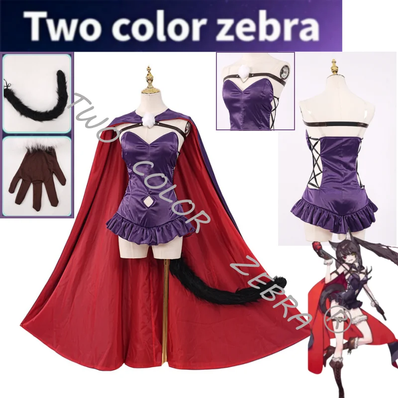 

Anime DATE A LIVE Tokisaki Kurumi Cosplay Sexy Wolf Costume Purple Dress and Cape Set for Halloween Party Comic Con Role Play