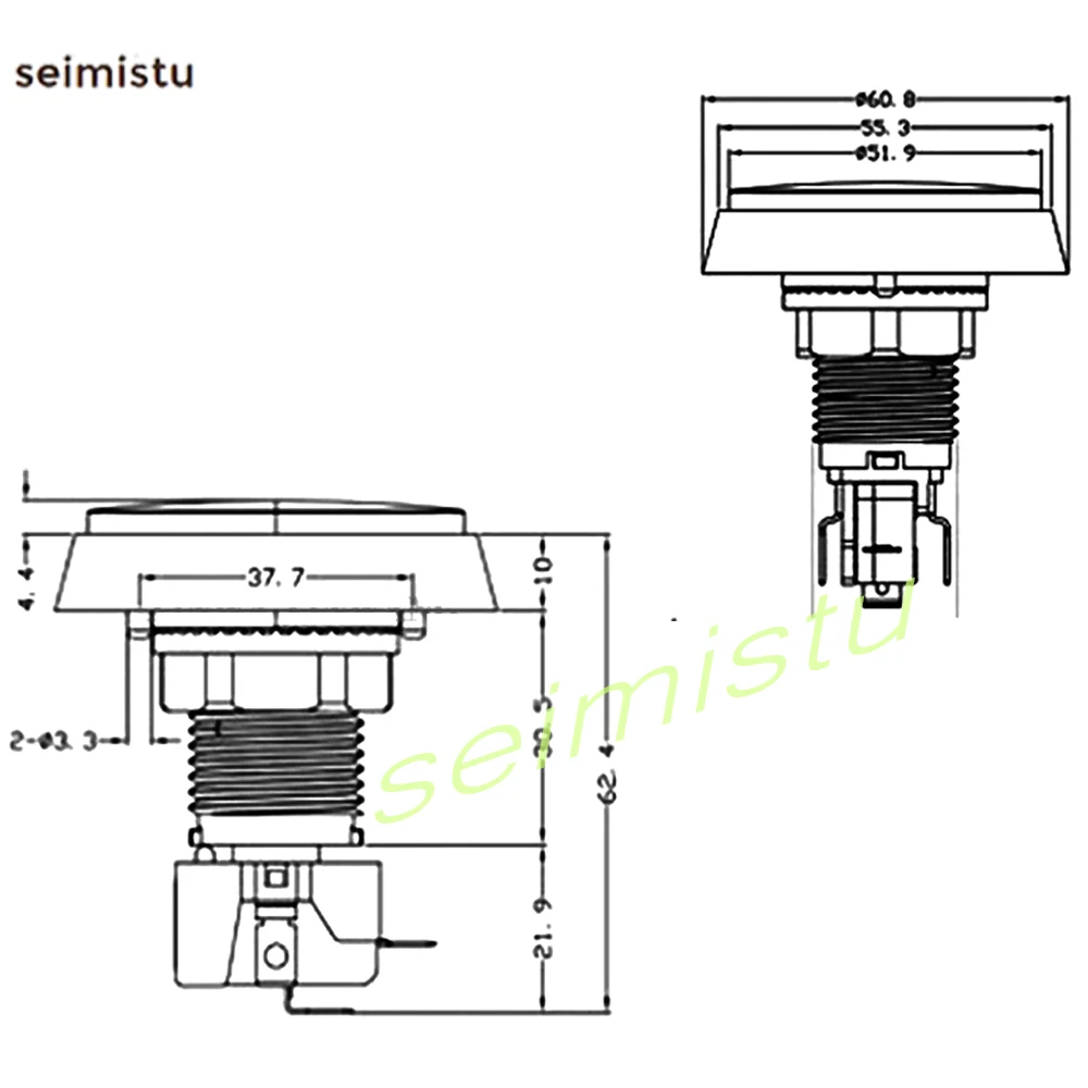 60mm Arcade-Druckknopf LED-Beleuchtet DC 12V Flachknopf für Arcade-Spielautomaten, Kartenabholung, Autowaschanlagen, Verkaufsautomaten-Teile DIY – Detail 10