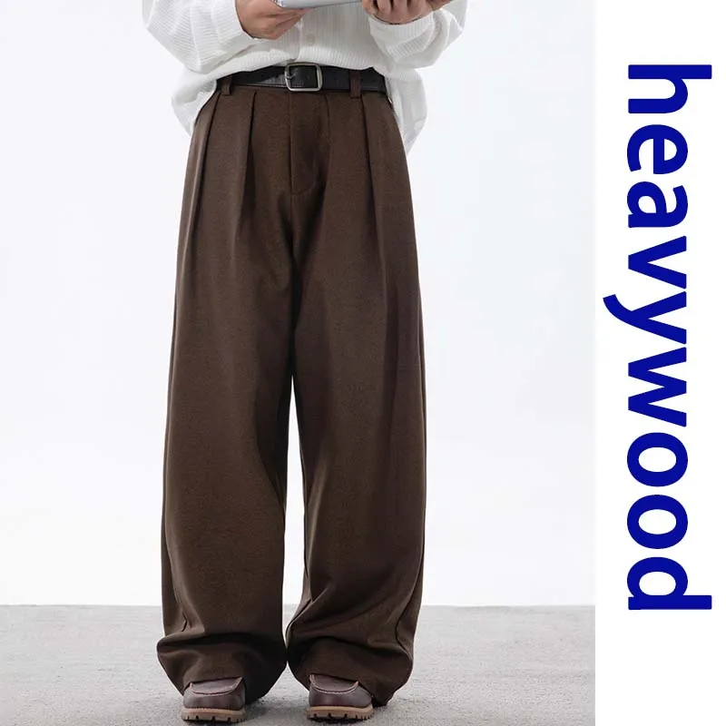 

Men's Suit Pants New Korean Style Pleated Solid Color Trendy Straight Leg Simple Stylish Male Causal Trousers