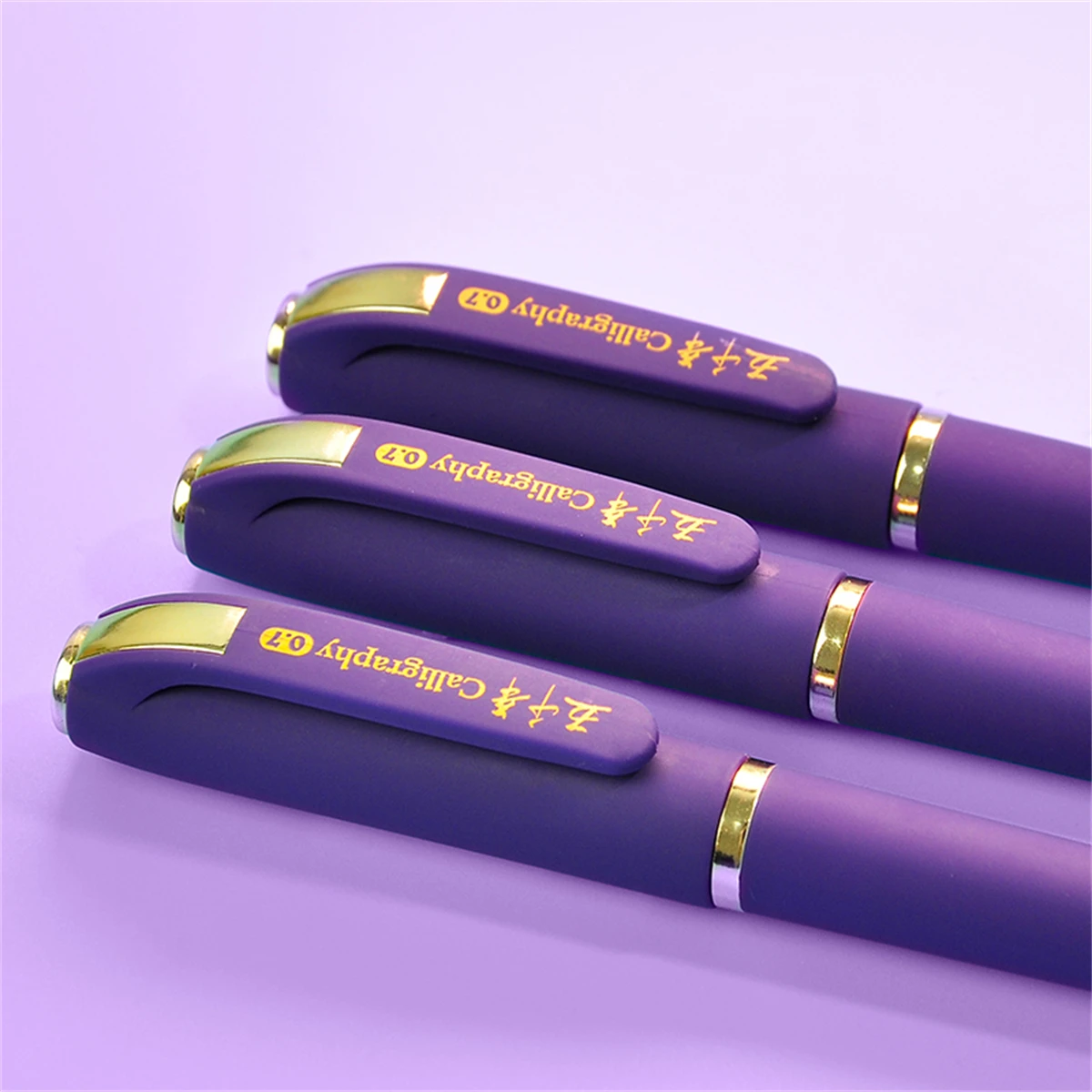 3pcs Purple Ink Gel Pens,, 1.0mm,for Writing, Large Capacity Refill, Office Supplies Back To Sochool Kawaii School Supplies