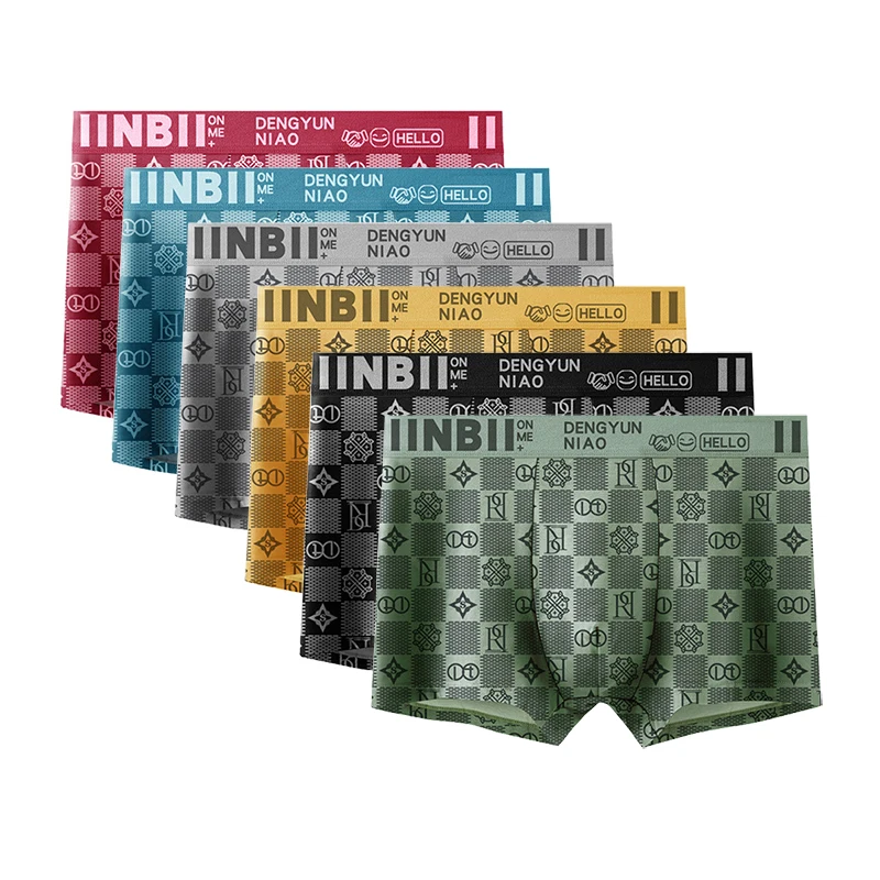 6PCS Men Boxer Shorts Print Men\'s Underwear Fashion Breathable Soft Underpants U Convex Lingerie Sexy Men Panties Hot Sell