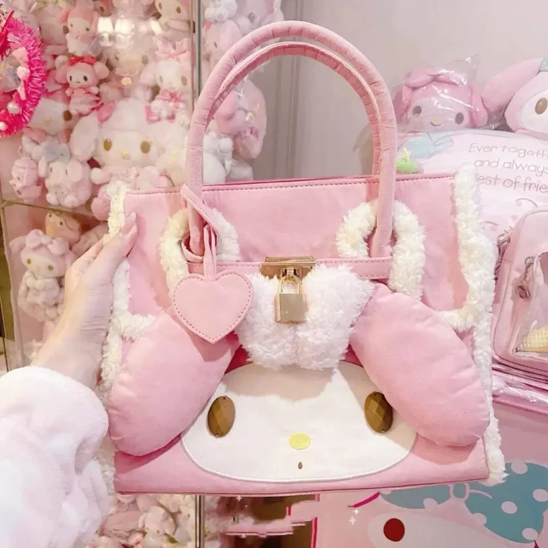 

В наличии Cute My Melody Сумка-тоут из искусственной овечьей кожи Винтажная милая сумка в форме сердца Симпатичная осенне-зимняя сумка в стиле аниме Мелодия Сумка в подарок