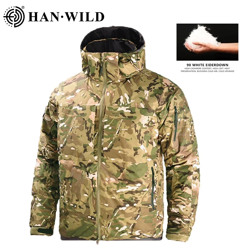 Winter Men's Heating Jacket Tactical Duck Down Jackets Camo Camping Combat Hiking Clothing Windproof Coat Hunting Clothes