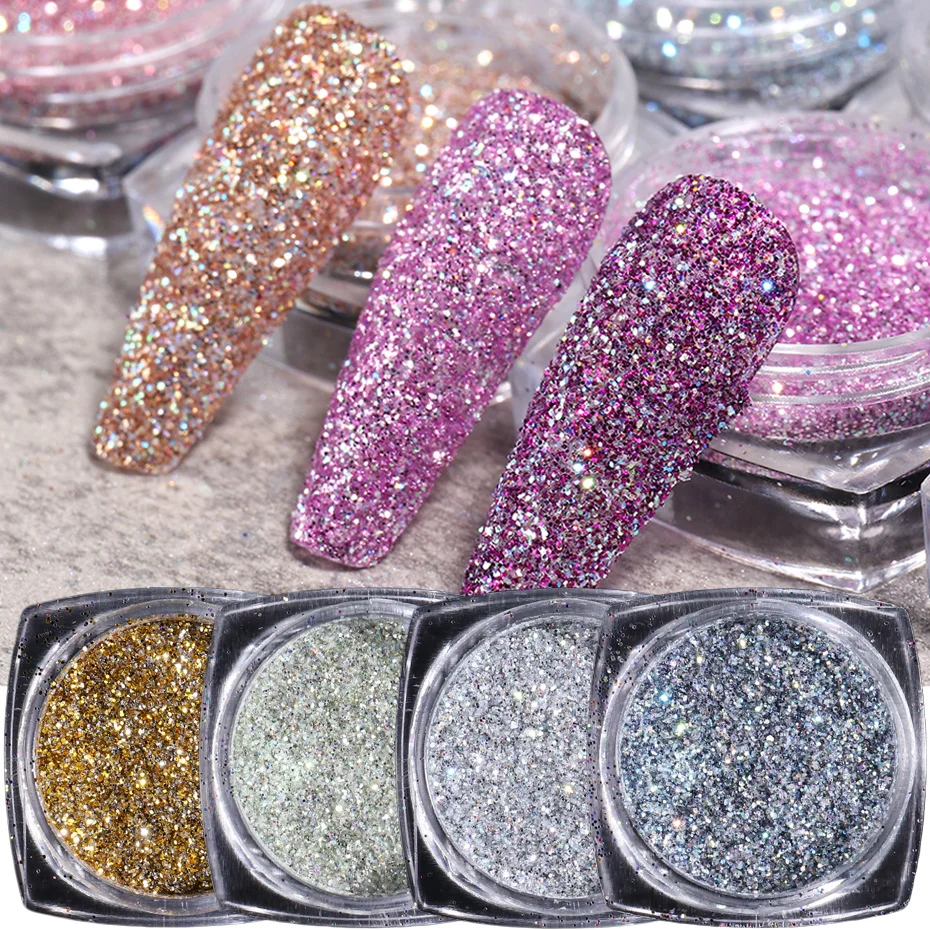 1 stücke Pigment Pulver Nail art Glitter Glänzenden Holographische Diamant Gemischte Staub Pailletten Maniküre Design DIY Nagel Dekoration LYZS01-30