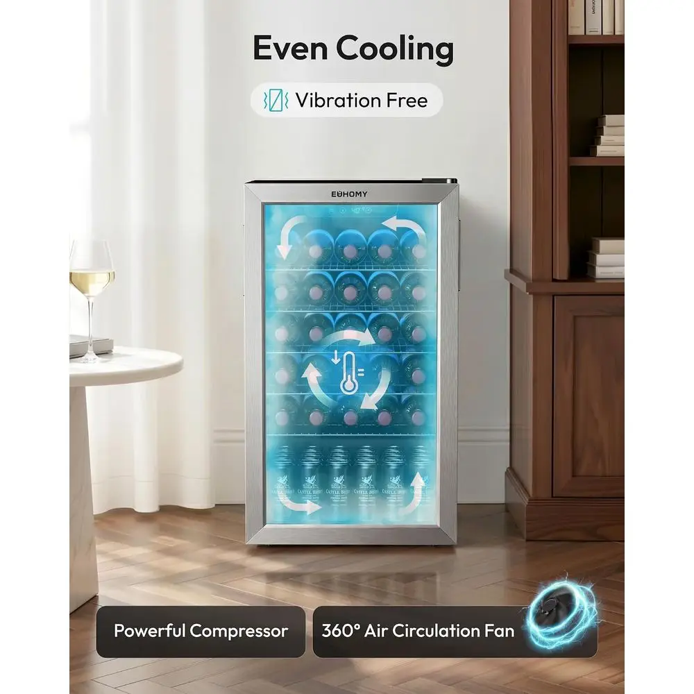 Wine Cooler, 128 Can Wine ridge with Glass Door or Soda r or Wine, Mini ridge or Home, Oice, Bar with Removable Shelves, Silver