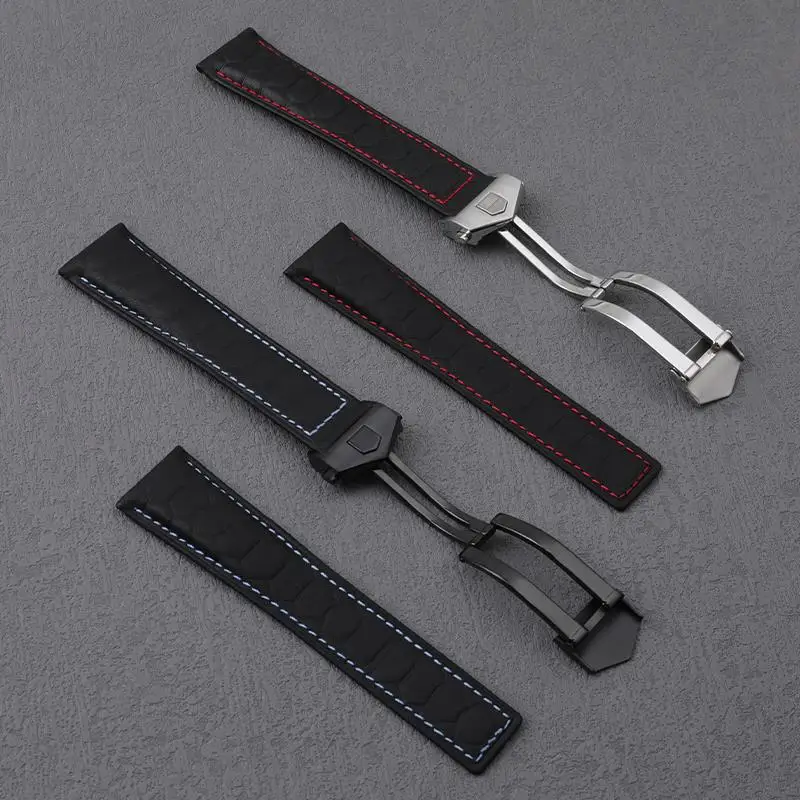 Nfr Zachte Koe Baksteen Patroon Lederen Horlogeband 22Mm Top Grad Polsband Accessoires Voor Tag Strap Heuer Carrera Monaco F1 Armband