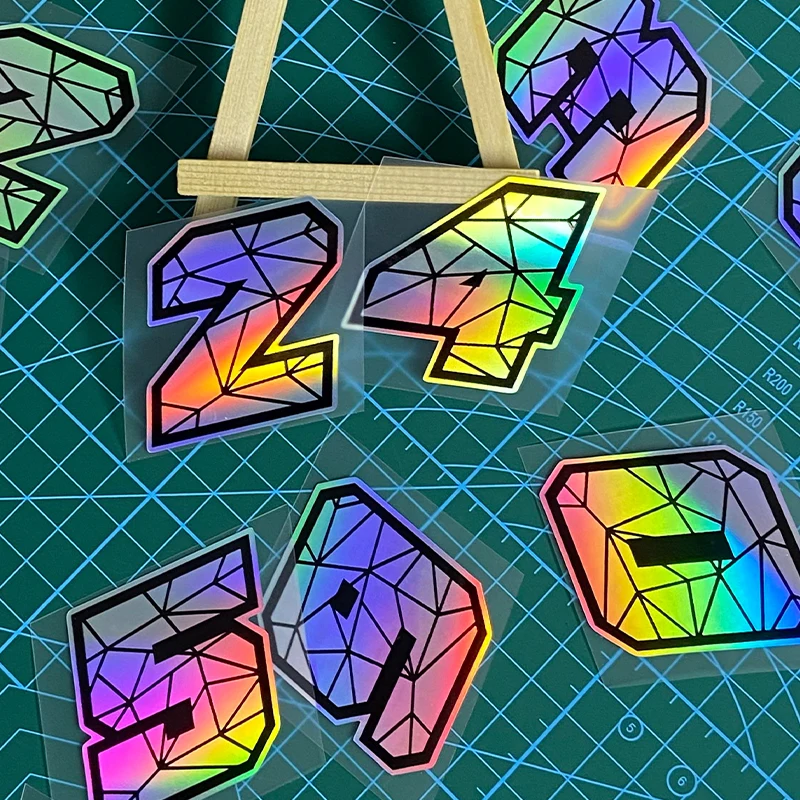 

1 шт., лазерные наклейки для скутера с арабскими цифрами, водонепроницаемые наклейки на топливный бак мотоцикла, передний обтекатель, украшение для велосипеда, прочные виниловые наклейки