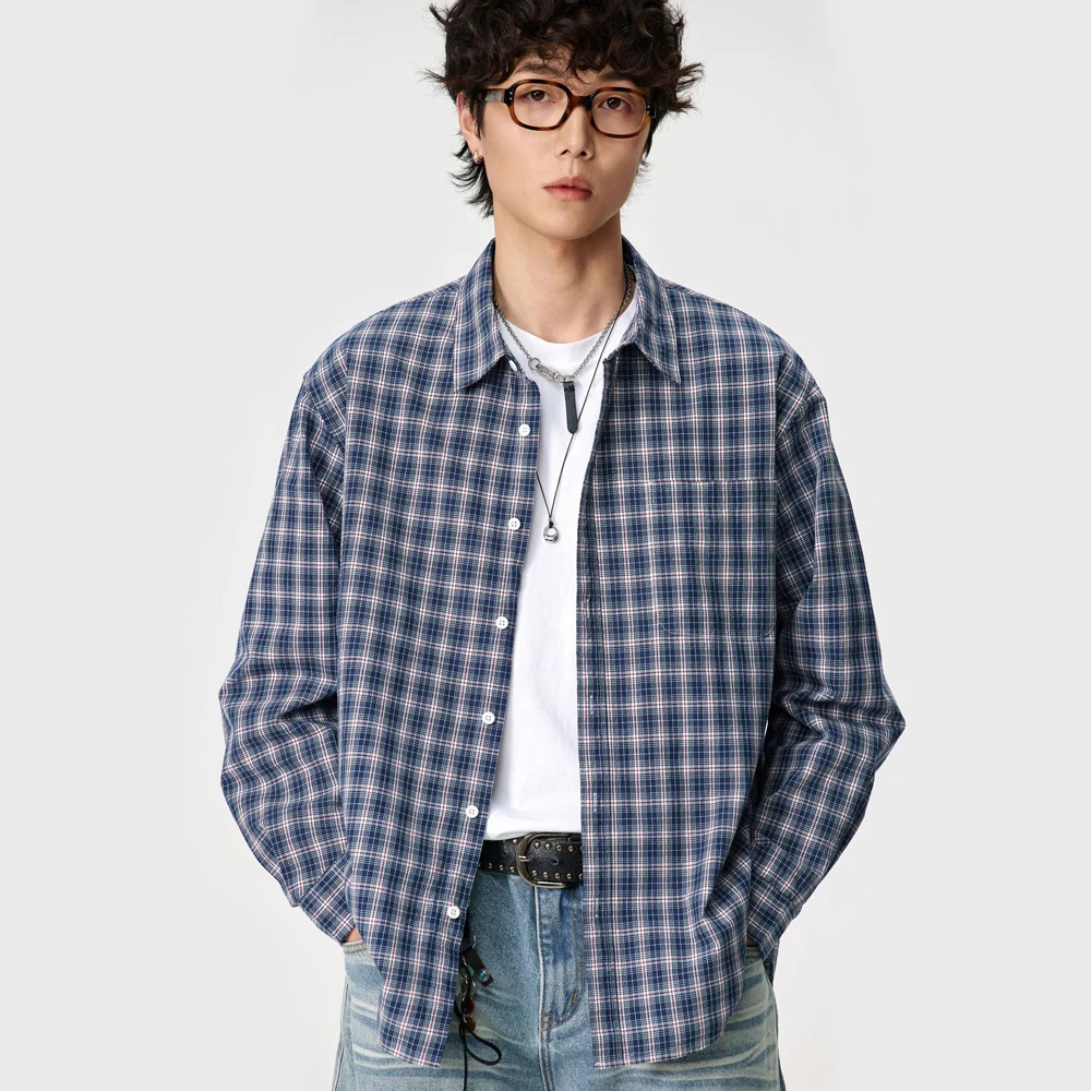 

Men Streetwear Fashion Vintage Cityboy Loose Casual Long Sleeve Oversize Plaid Shirt Campus Couple Shirts Women Blouses