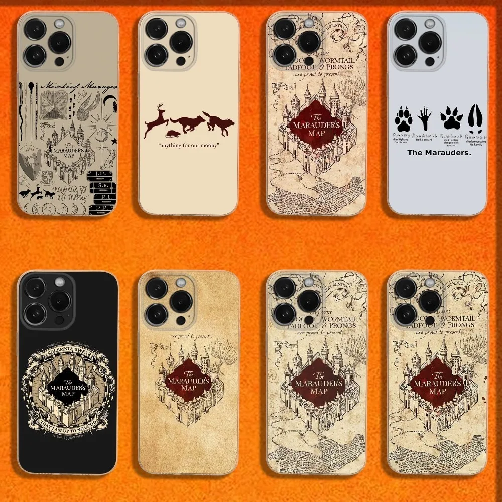 

Ticket The M-Marauders Map Phone Case For iPhone 16,15,14,13,12,11 Plus,Pro,Max,XR,XS,X,Plus,SE,Mini Transparent Soft Cover