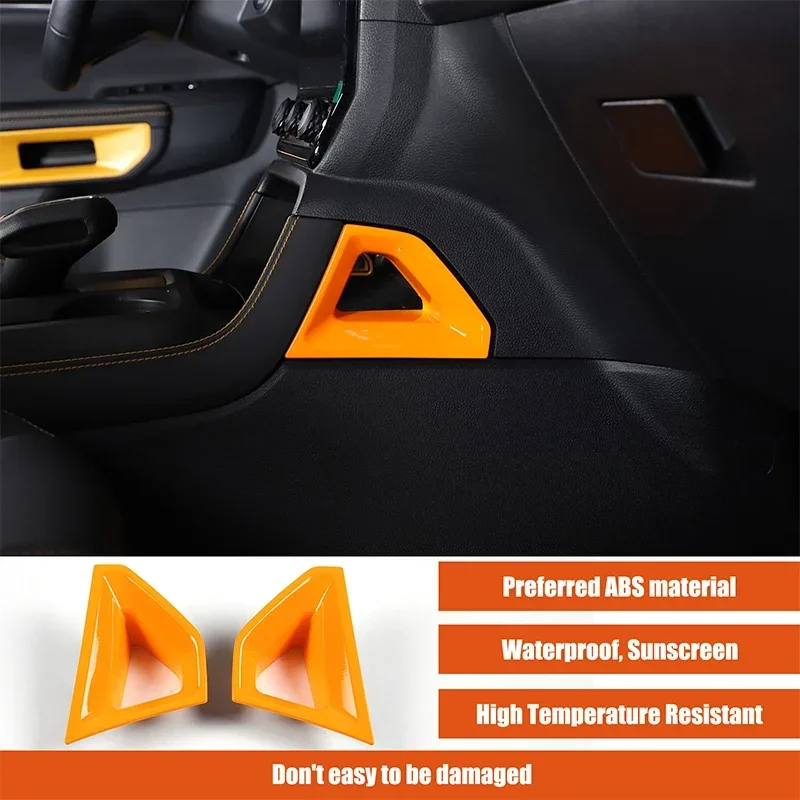 

For Ford Ranger 2023-2024 ABS Orange Car Center Console Shifter Panle Compartment Side Decorative Frame Sticker Car Accessories