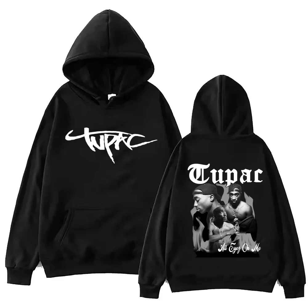 2025 الخريف والشتاء مغني الراب توباك 2pac 100% القطن الخالص شاكور الطباعة هوديس الرجال النساء بلوزات الهيب هوب ملابس علوية غير رسمية Y2k
