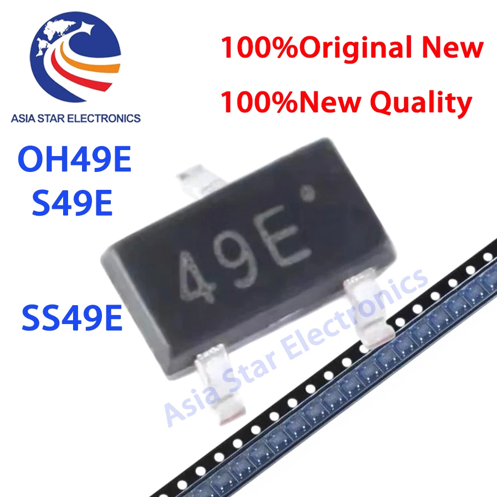 10pcs 49E 44E SOT-23 Hall Effect Sensor Switch Hall Element SOT23 SS49E S49E A3144E SOT AH49E HAL3144E High Sensitivity In Stock