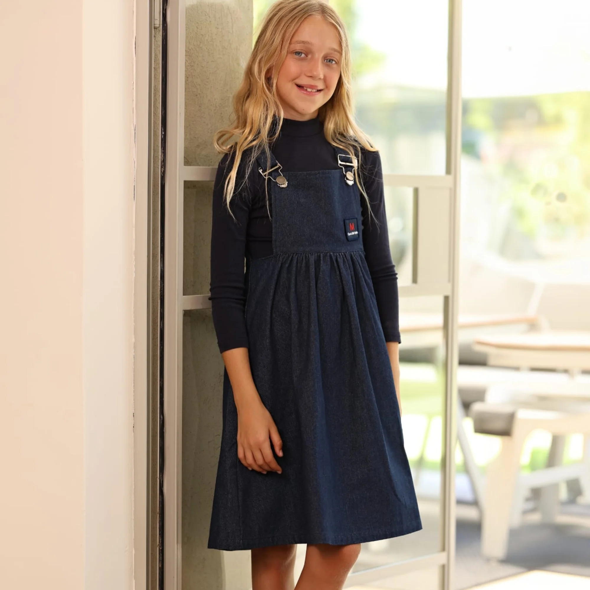 2026 Mali's AW Navy Denim-Kleidung mit Logo-Etikett für Jungen und Mädchen, passende Outfits für Bruder und Schwester, Sweatshirt, Pullover, Kleid, Rock – Detail 11