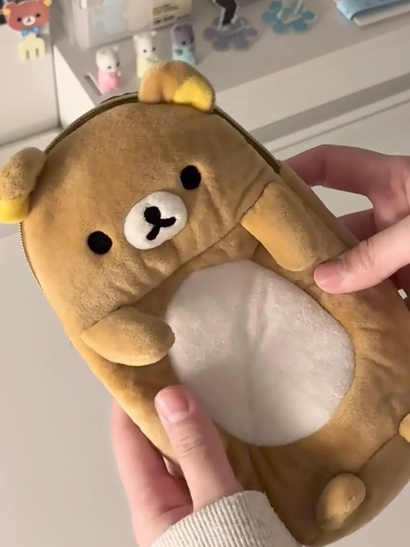 Novo rilakkuma lápis caso kawaii pelúcia zíper saco de armazenamento bolsa de moedas saco dos desenhos animados estudante papelaria saco de armazenamento presente da menina