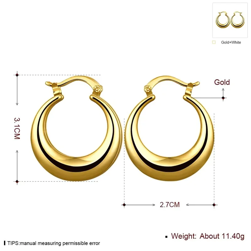 3CM Hoop 925 Stamp Silver Earrings 18K Gold For Women Lady Wedding Beautiful Lovely Cute Jewelry Nice Party Noble