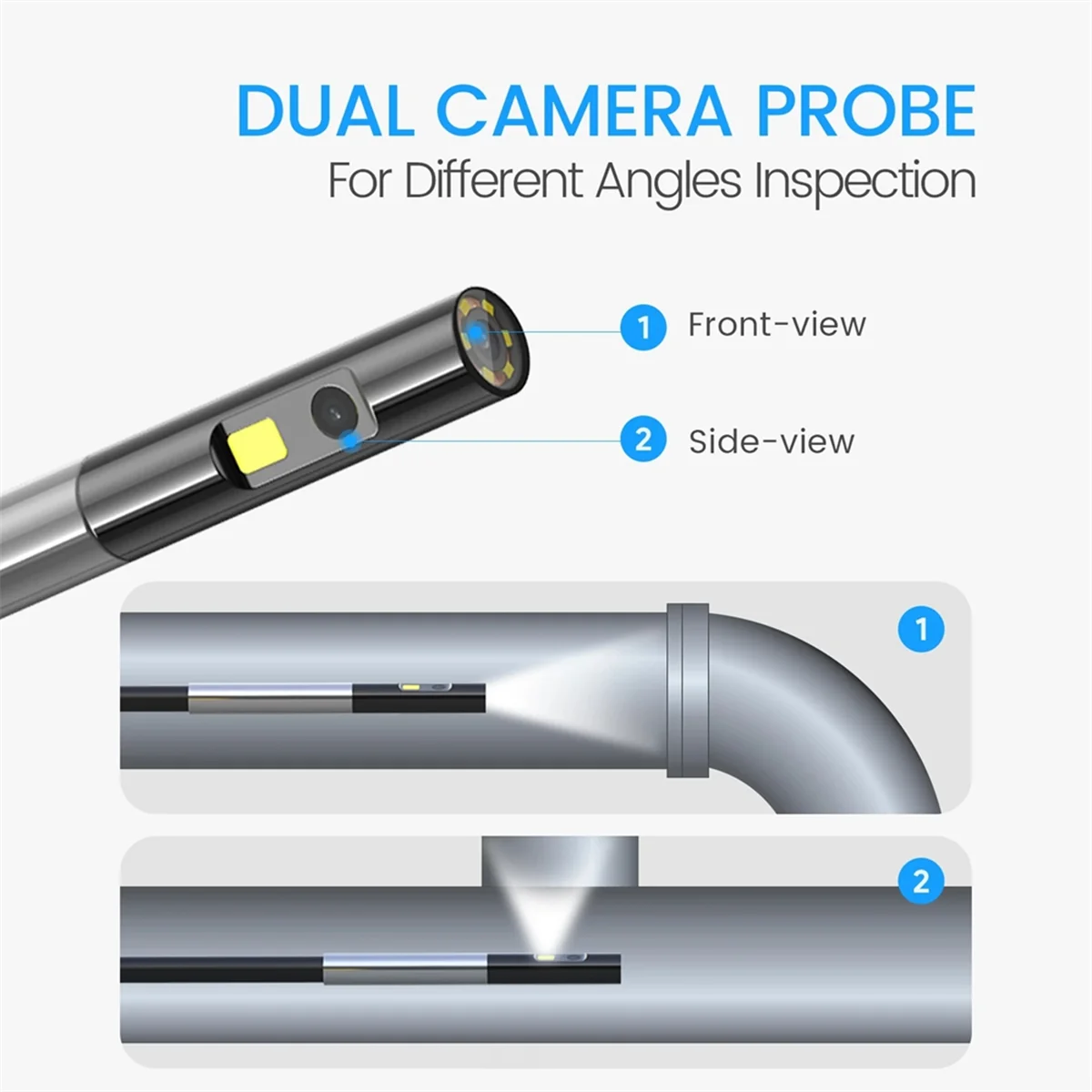 Daily 1080P Dual Camera Endoscope Inspection Camera with 5 Inch Monitor 5mm Ultra-Slim Snake Camera Videoscope NTS500B