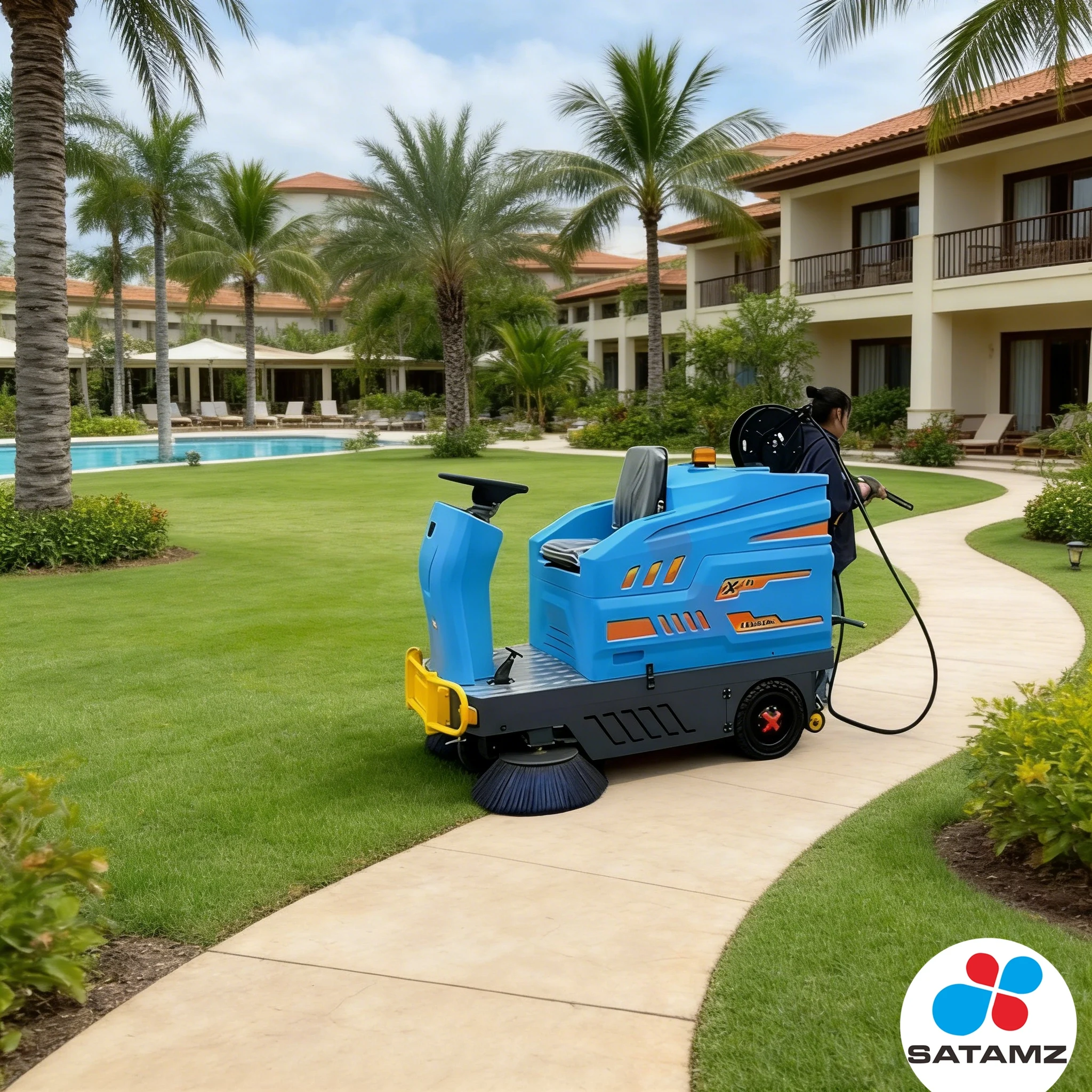 Electric Road Sweeper Street Cleaner 1450 mm Sweep High Pressure Washer Deal Overload protection System