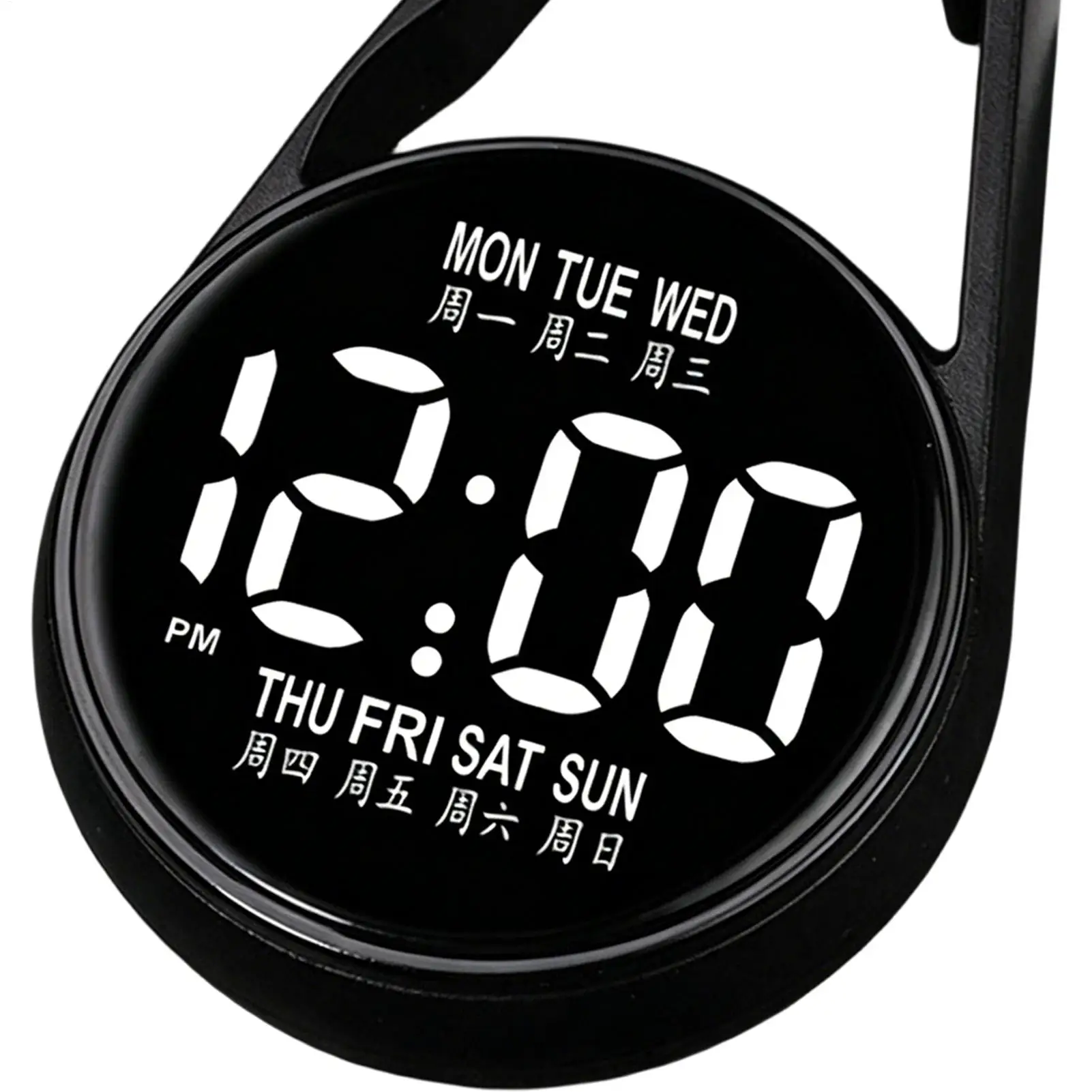 Digital Pocket Watch with LED Light Waterproof Electronic Keyring Watch Night Glow Small Pocket Watch for Travel Commuting Exam view 4