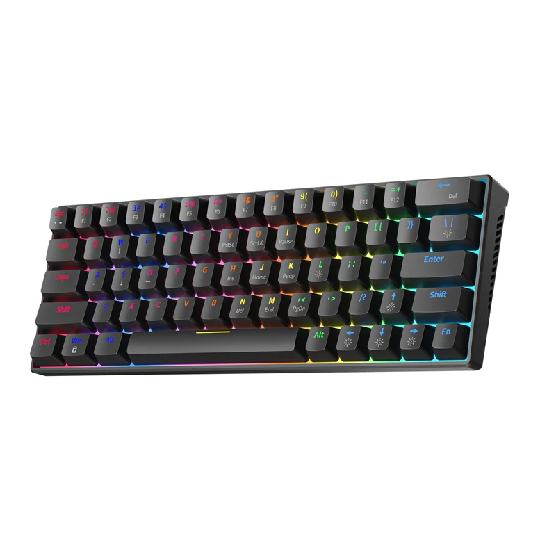 ZIFRIEND Black Mini Mechanical Keyboard 3 Pins Hot Swappable RGB  60% Keyboard Red Switch Blue Switch