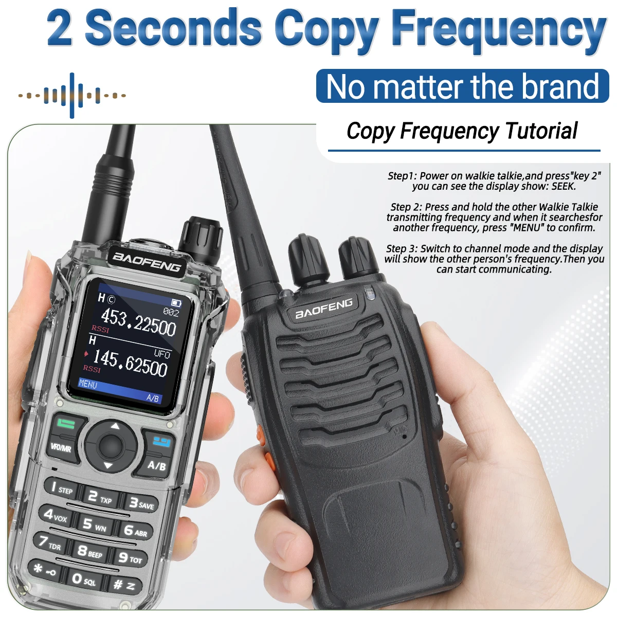 Baofeng UV-21 Pro Wireless Copy Frequency Walkie Talkie Long Range High Power Multi-Band Type-C Charger Ham Radio Upgrade V2
