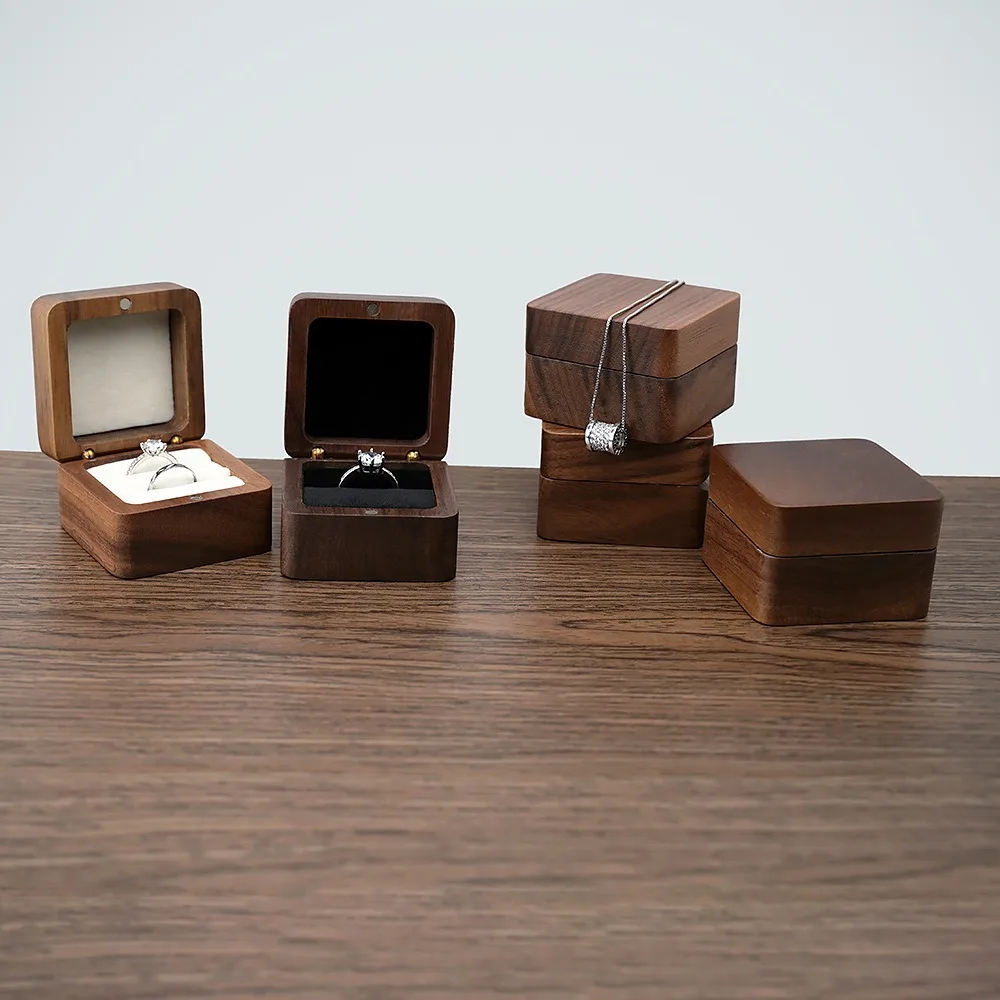 

Wooden Jewelry Box Lover Ring Display Box Engagement Wedding Couples Ring Storage Holder Marriage Anniversary Love Gift