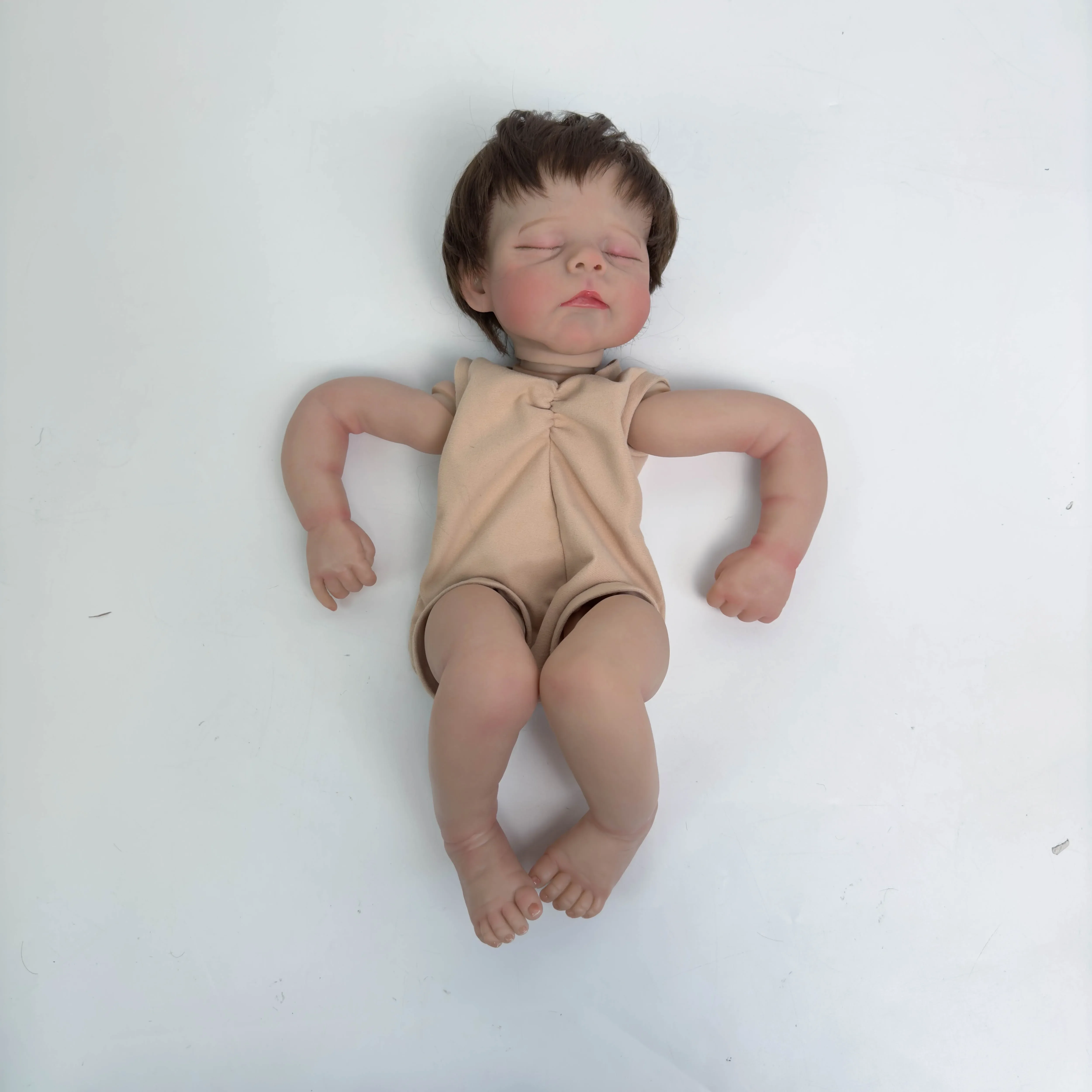 NPK 18'' Wysokiej Jakości Niedokończona Lalka DIY Części z Kręconymi Włosami Zestaw Reborn Realistyczny Niemowlak Juz Malowany