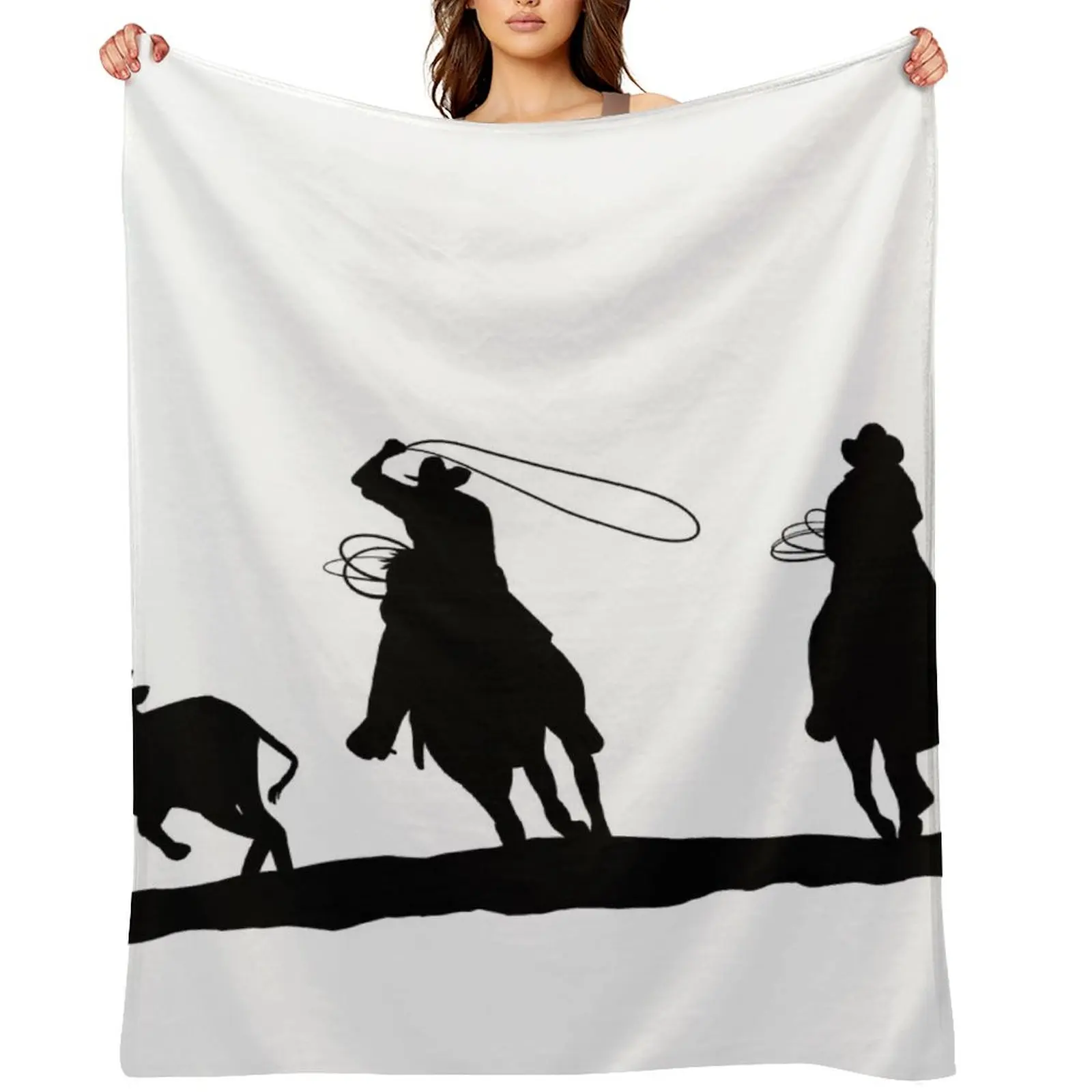 

Team Roping Throw Blanket Vintage Quilt Multi-Purpose Thins Blankets