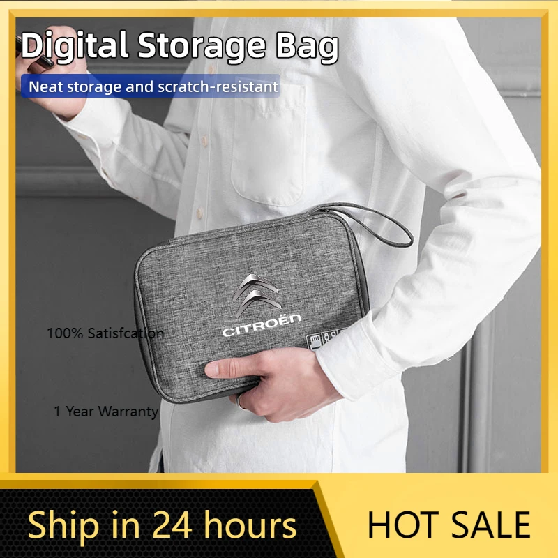 

Водонепроницаемая дорожная сумка-органайзер 2026 года для хранения автомобильных наклеек, кабелей и зарядных устройств USB для Citroen C4, C3, C5, C1, C2