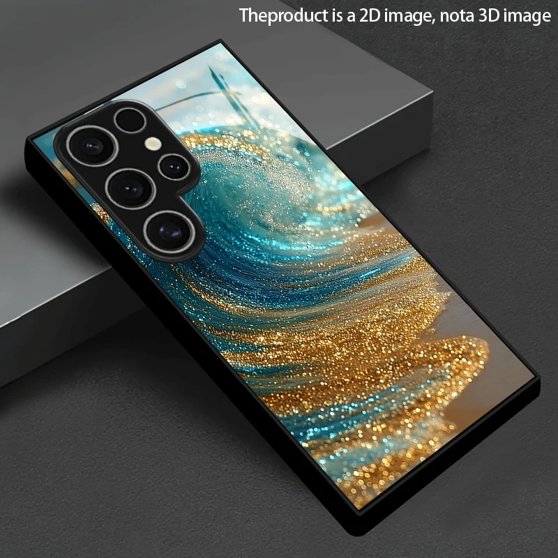 2D Wave Fluid Pattern Phone Case for Samsung S26 S25 S24 S23 S22 S21 S20 A56 A36 A16 Tempered Glass Protective Cover