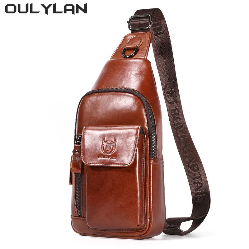 Men Cross Body Shoulder Sling Backpack Chest Bag Pouch Genuine Leather Casual Travel Retro Male Crossbody Messenger Side Bags