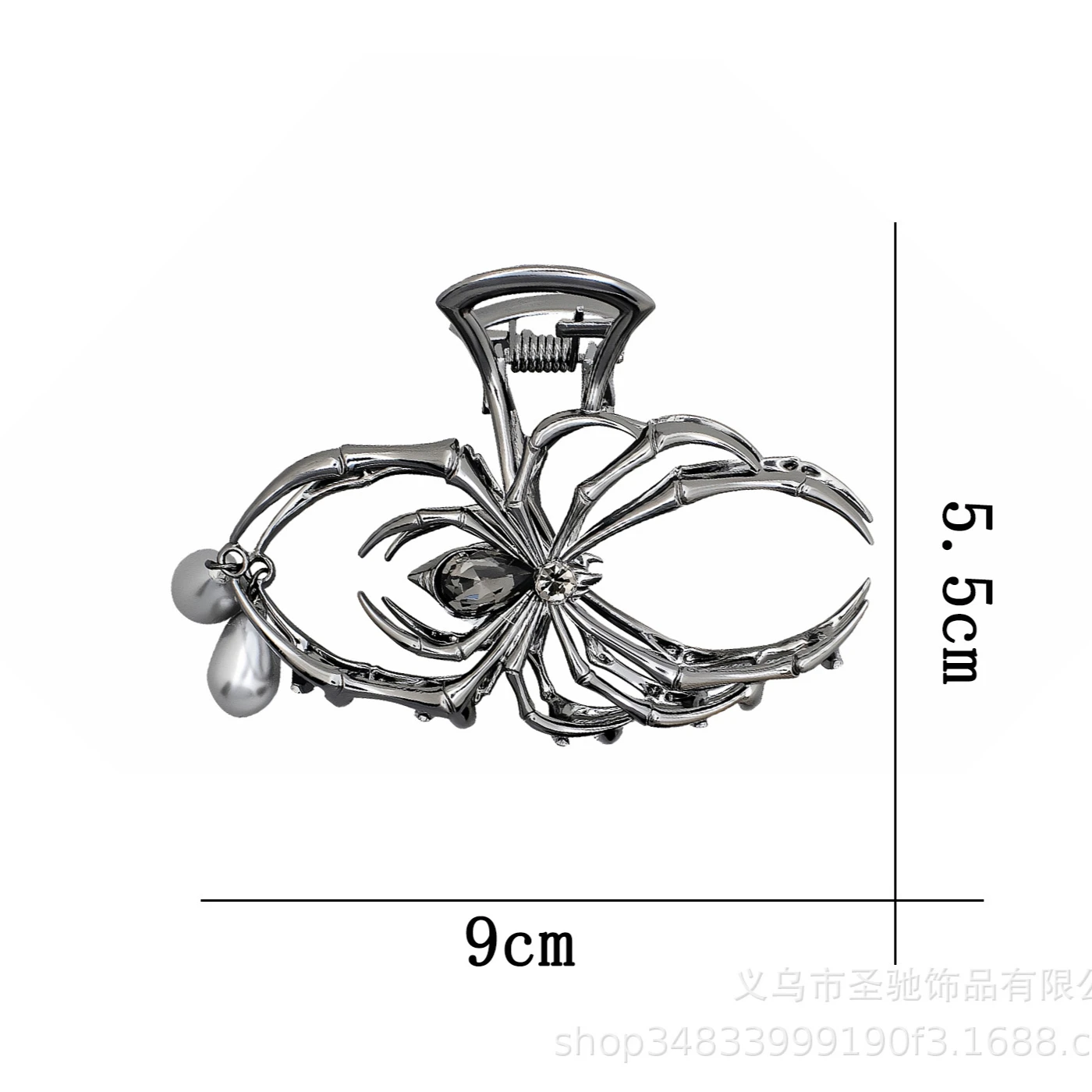 1 قطعة مقاطع مخلب شعر العنكبوت الأسود للهالوين مع تصميم ساحر اللؤلؤ ، مقاطع شعر معدنية على الطراز القوطي الشرير إكسسوارات شعر قوية