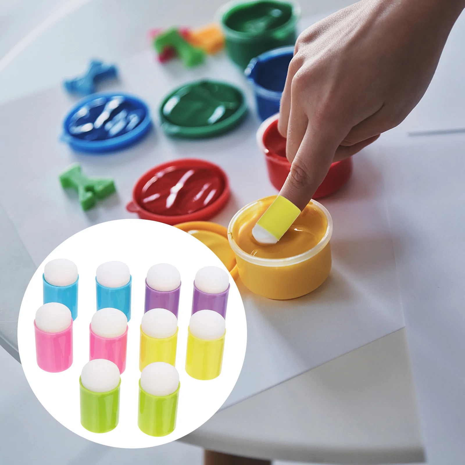 

10Pcs Finger Dauber Sponge Plastic Painting Covers 28x15x15cm Kids DIY Art Craft Supplies Ink Blending Drawing Templates
