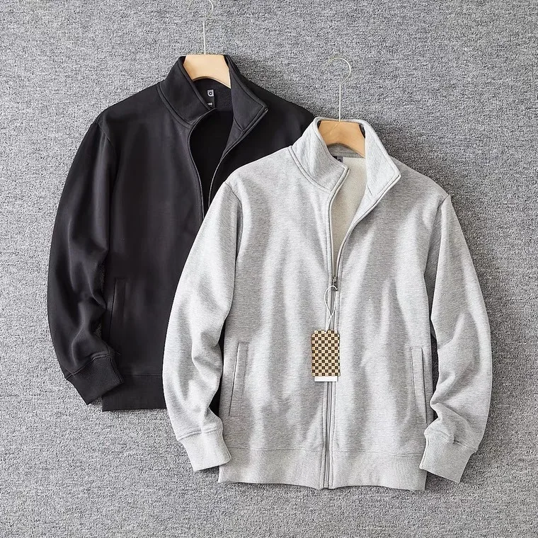 

Мужская толстовка из плотного хлопка в американском стиле, свободного кроя, модная, осенняя новинка, универсальная, большого размера, на молнии